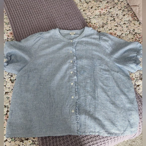 J. Crew Blue and White Striped Shirt - Picture 1 of 4